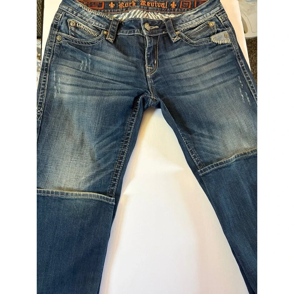 Rock Revival Women's Blue Jeans, Size 29, Lightly Distressed, Bootcut (D) - Picture 1 of 4